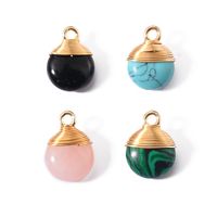 5 Pcs/package Simple Style Round Natural Stone Plating Pendant Jewelry Accessories main image 5