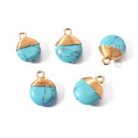 5 Pcs/package Simple Style Round Natural Stone Plating Pendant Jewelry Accessories main image 3