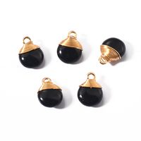 5 Pcs/package Simple Style Round Natural Stone Plating Pendant Jewelry Accessories sku image 2