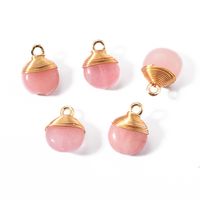 5 Pcs/package Simple Style Round Natural Stone Plating Pendant Jewelry Accessories sku image 3