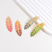 A Pack Of 3 Simple Style Leaves Stainless Steel Enamel Pendant Jewelry Accessories main image 1