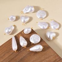 10 PCS/Package Stainless Steel Imitation Pearl Irregular Heart Shape Beads Baroque Style main image 1