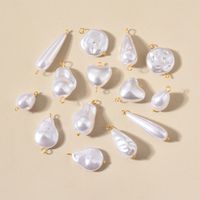 10 PCS/Package Stainless Steel Imitation Pearl Irregular Heart Shape Beads Baroque Style main image 4