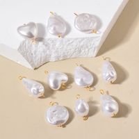 10 PCS/Package Stainless Steel Imitation Pearl Irregular Heart Shape Beads Baroque Style main image 3