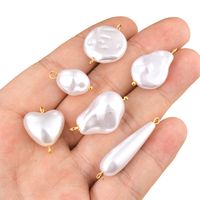 10 PCS/Package Stainless Steel Imitation Pearl Irregular Heart Shape Beads Baroque Style main image 2