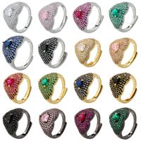 Wholesale Vintage Style Heart Shape Copper Plating Inlay Zircon Open Rings main image 1