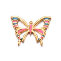 A Pack Of 3 Simple Style Butterfly Stainless Steel Enamel Pendant Jewelry Accessories sku image 7