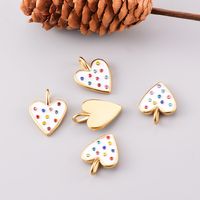 5 Pcs/package Simple Style Heart Shape Stainless Steel Enamel Inlay Pendant Jewelry Accessories main image 1