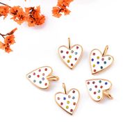5 Pcs/package Simple Style Heart Shape Stainless Steel Enamel Inlay Pendant Jewelry Accessories main image 4