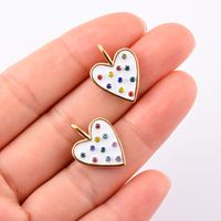 5 Pcs/package Simple Style Heart Shape Stainless Steel Enamel Inlay Pendant Jewelry Accessories main image 3