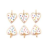 5 Pcs/package Simple Style Heart Shape Stainless Steel Enamel Inlay Pendant Jewelry Accessories main image 2