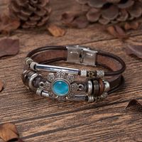 Retro Simple Style Flower Pu Leather Alloy Artificial Crystal Unisex Bracelets main image 8