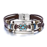 Retro Simple Style Flower Pu Leather Alloy Artificial Crystal Unisex Bracelets main image 7