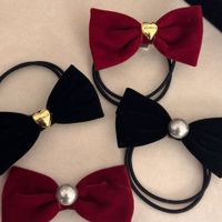 Women's Sweet Bow Knot Artificial Pearl Cloth Hair Tie main image 4
