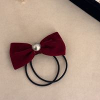 Women's Sweet Bow Knot Artificial Pearl Cloth Hair Tie sku image 4