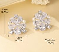 1 Pair Elegant Flower Plating Inlay Copper Zircon Silver Plated Ear Studs main image 2