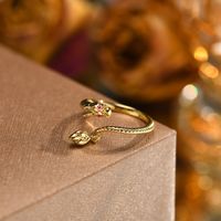 Copper Gold Plated Simple Style Plating Dragon Open Rings main image 4