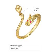 Copper Gold Plated Simple Style Plating Dragon Open Rings sku image 1