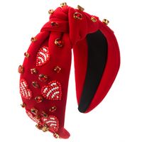Women's Elegant Luxurious Rugby Heart Shape Knot Cloth Beaded Inlay Glass Drill Pearl Hair Band sku image 6