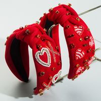 Women's Elegant Heart Shape Cloth Inlay Rhinestones Glass Drill Beads Hair Band main image 1