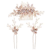 Women's Sweet Flower Imitation Pearl Rhinestone Metal Handmade Insert Comb main image 7