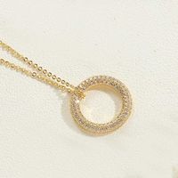 Copper 14K Gold Plated White Gold Plated Simple Style Circle Inlay Zircon Pendant Necklace main image 2