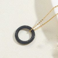 Copper 14K Gold Plated White Gold Plated Simple Style Circle Inlay Zircon Pendant Necklace main image 3
