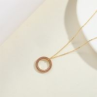 Copper 14K Gold Plated White Gold Plated Simple Style Circle Inlay Zircon Pendant Necklace main image 6