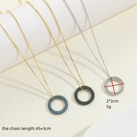 Copper 14K Gold Plated White Gold Plated Simple Style Circle Inlay Zircon Pendant Necklace main image 4