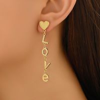 1 Pair Romantic Letter Heart Shape Plating Alloy Zinc Drop Earrings main image 3