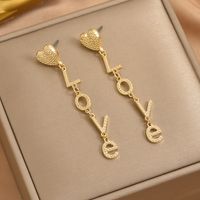 1 Pair Romantic Letter Heart Shape Plating Alloy Zinc Drop Earrings main image 5