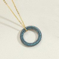 Copper 14K Gold Plated White Gold Plated Simple Style Circle Inlay Zircon Pendant Necklace sku image 5