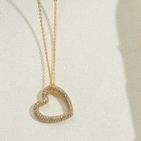 Copper 14K Gold Plated White Gold Plated Vintage Style Heart Shape Inlay Zircon Pendant Necklace main image 7