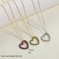 Copper 14K Gold Plated White Gold Plated Vintage Style Heart Shape Inlay Zircon Pendant Necklace main image 2