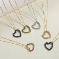 Copper 14K Gold Plated White Gold Plated Vintage Style Heart Shape Inlay Zircon Pendant Necklace main image 3
