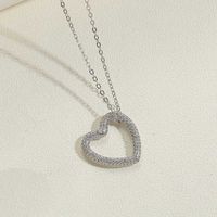Copper 14K Gold Plated White Gold Plated Vintage Style Heart Shape Inlay Zircon Pendant Necklace sku image 2