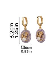 1 Pair Retro Baroque Style Flower Enamel Plating Inlay Freshwater Pearl Copper Freshwater Pearl 18k Gold Plated Drop Earrings main image 2