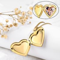 Stainless Steel Vintage Style Classic Style Square Oval Heart Shape Plating Pendant Necklace sku image 1