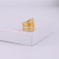 1 Pieza Estilo IG Elegante Geométrico Embutido Cobre Circón Chapados en oro de 18k Puños De Oreja main image 5
