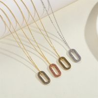 Copper 14K Gold Plated White Gold Plated Simple Style Geometric Solid Color Inlay Zircon Pendant Necklace main image 8