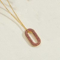 Copper 14K Gold Plated White Gold Plated Simple Style Geometric Solid Color Inlay Zircon Pendant Necklace sku image 4