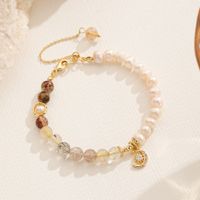 Elegant Luxurious Geometric Natural Stone Freshwater Pearl Copper Zircon Bracelets In Bulk main image 3