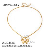 Rostfreier Stahl IG-Stil Elegant Bogenknoten Überzug Inlay Künstliche Perlen Halskette Mit Anhänger sku image 1