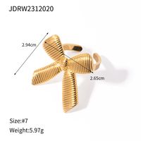316 Stainless Steel  18K Gold Plated IG Style Casual Bow Knot Open Rings sku image 1