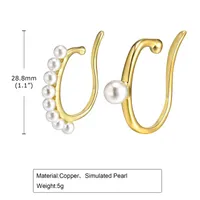 1 Pair Simple Style Geometric Plating Inlay Brass Artificial Pearls Gold Plated Ear Cuffs main image 2