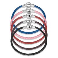 Casual Classic Style Solid Color Pu Leather Sterling Silver Braid Women's Bracelets main image 1