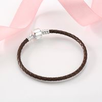 Casual Classic Style Solid Color Pu Leather Sterling Silver Braid Women's Bracelets main image 10