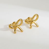 1 Pair Cute Simple Style Classic Style Bow Knot Plating Stainless Steel 18k Gold Plated Ear Studs main image 5