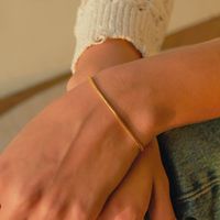 Acier Inoxydable Style Simple Couleur Unie Placage Bracelets main image 4