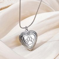 Stainless Steel Vintage Style Classic Style Square Oval Heart Shape Plating Pendant Necklace sku image 8